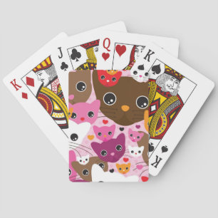 cute kitten cat background pattern poker cards