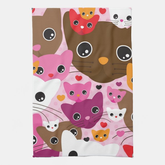 cute kitten cat background pattern towel (Vertical)