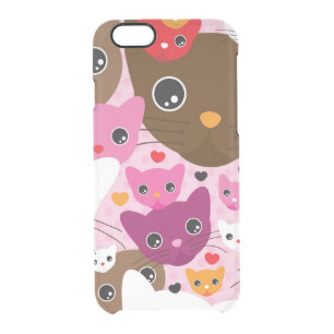 cute kitten cat background pattern clear iPhone 6/6S case