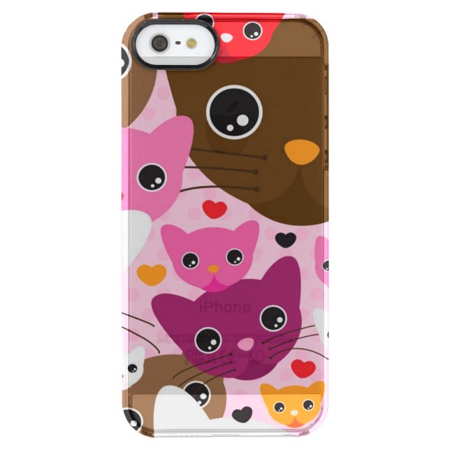 cute kitten cat background pattern uncommon iPhone case (Back)