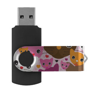 cute kitten cat background pattern USB flash drive