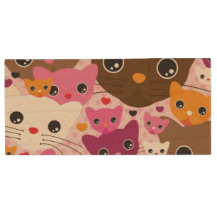 cute kitten cat background pattern wood USB flash drive