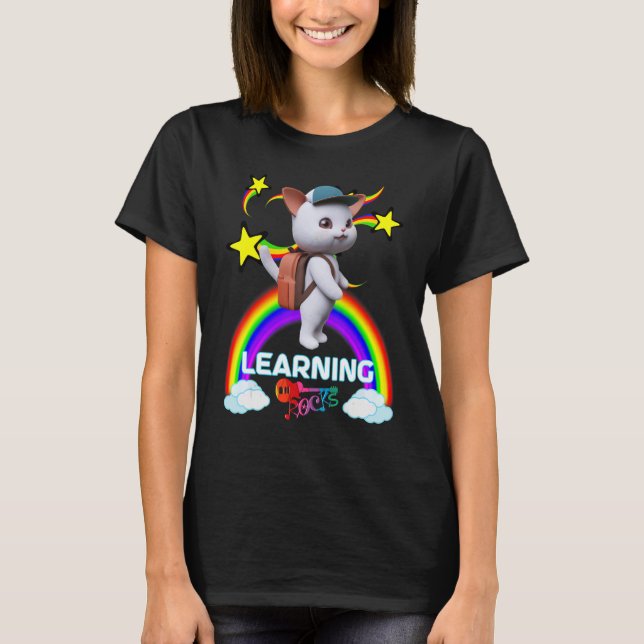 Cute Kitten Cat Backpack Baseball Cap LEARNING ROC T-Shirt (Front)