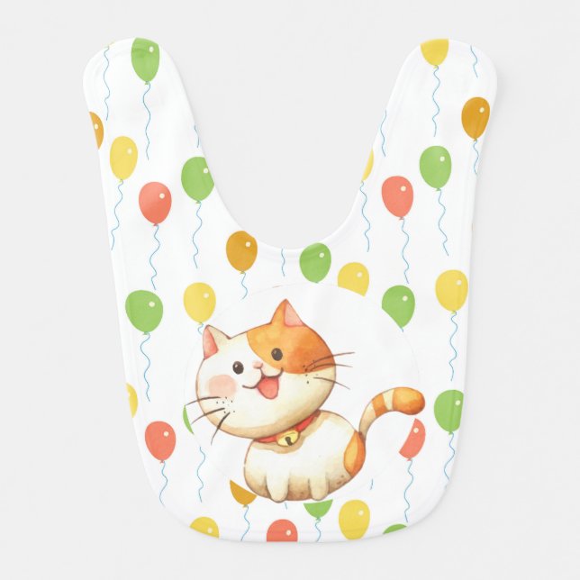 Cute Kitten Cat Balloons Fun  Animal Art Baby Bib (Front)