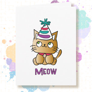 Cute Kitten Cat Cartoon Funny Saying Birthday Card