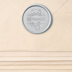 Cute Kitten Cat Family Name Wax Seal Sticker