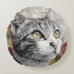 Cute Kitten Cat Feline Round Pillow