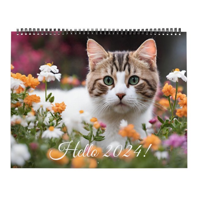 Cute Kitten Cat Flower Daily Monthly Yearly 2026 Calendar (Cover)
