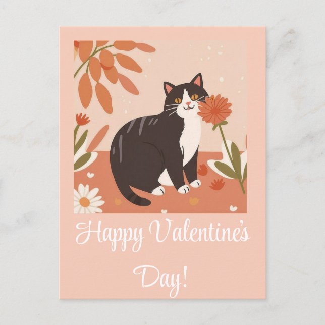 Cute Kitten Cat Happy Valentine's Day Personalized Holiday Postcard (Front)
