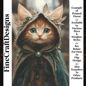 Cute Kitten Cat In A Cloak In Woods BT8 Decoupage Tissue Paper