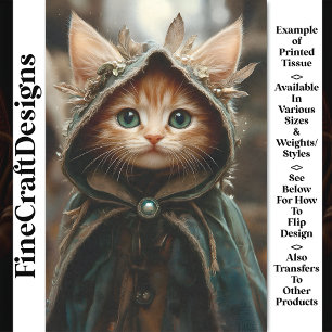 Cute Kitten Cat In A Cloak In Woods BT8 Decoupage Tissue Paper