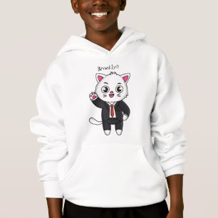 Cute kitten cat in business suit cartoon  hoodie