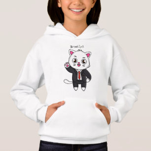 Cute kitten cat in business suit cartoon hoodie