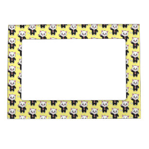 Cute kitten cat in business suit cartoon magnetic frame