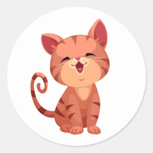 Cute Kitten Cat Orange Tabby Kitty Lover Classic Round Sticker