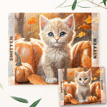 Cute Kitten Cat Pumpkin Fall Autumn Custom Name Jigsaw Puzzle<br><div class="desc">Cute jigsaw puzzle featuring an adorable fluffy kitten surrounded by pumpkins. Makes a cute personalized stocking stuffer, small Thanksgiving gift or birthday gift for kids and all the cat lovers. Comes with a cardboard carry-case with a puzzle image printed on the lid! Easily personalize the text or leave it blank....</div>