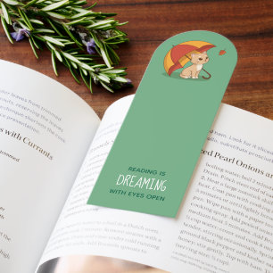 Cute Kitten Cat Red Yellow Umbrella Fall Green Bookmarks