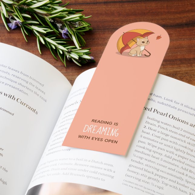 Cute Kitten Cat Red Yellow Umbrella Fall Pink Bookmarks (Book)