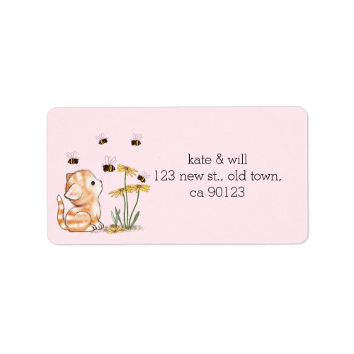 Cute Kitten Cat Return Address Labels Pink