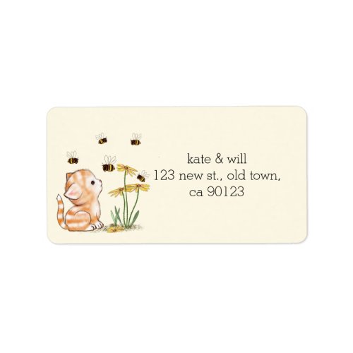 Cute Kitten Cat Return Address Labels Vanilla