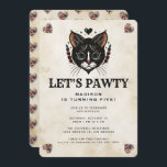 Cute Kitten Cat Rockabilly Kids Birthday Party Invitation<br><div class="desc">Celebrate your little one's birthday in style with our Cute Kitten Cat Rockabilly Tattoo 1st Birthday Invitation! This unique and charming design features an adorable kitten in a rockabilly-inspired tattoo art and cute hearts, perfect for adding a touch of vintage flair to your party. This template can be customized with...</div>