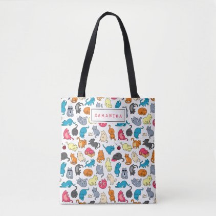 Cute Kitten Cats Colorful Pattern Personalized Tote Bag