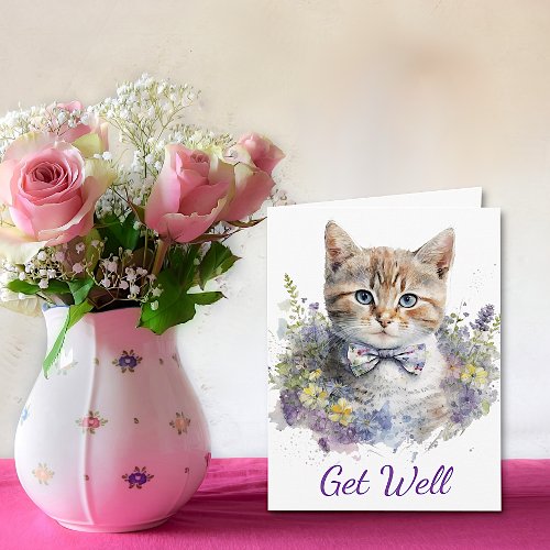 Cute Kitten Children Get Well Card