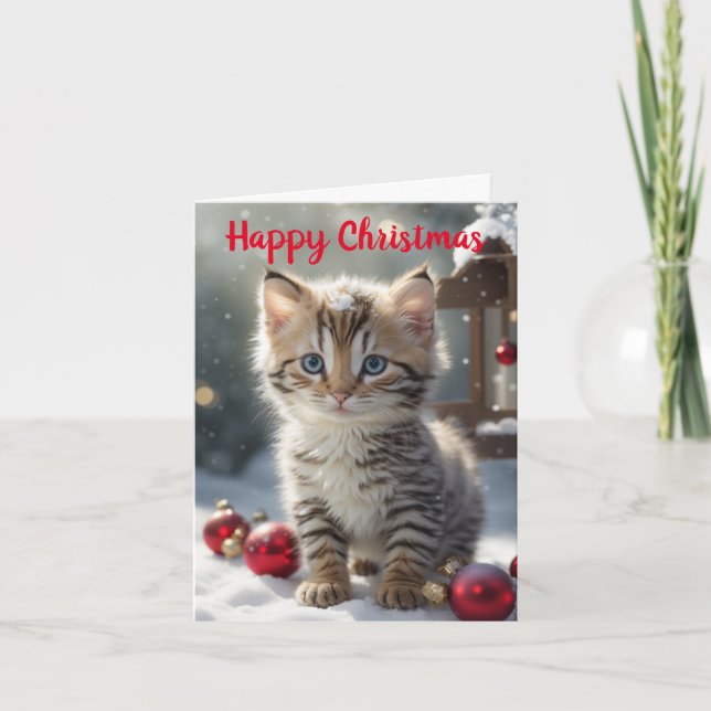 Cute Kitten Christmas Card (Front)
