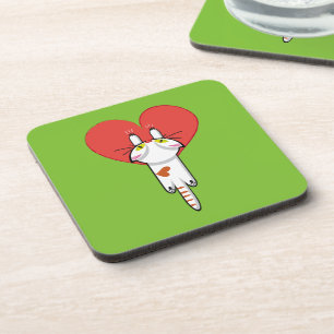 Cute kitten clinging to love. Cat, cat, kitten. Beverage Coaster