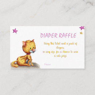 Cute Kitten Diaper Raffle Girl Baby Shower Enclosure Card