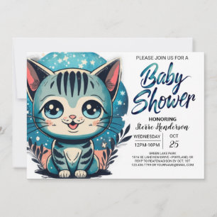 Cute Kitten Digital Baby Shower Invitation