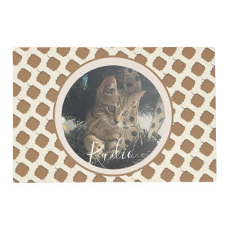 Cute Kitten Dog Pet Photo Bone Pattern Name Placemat
