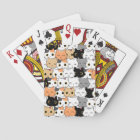 Cute kitten doodle seamless pattern Playing Cards