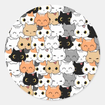 Cute Kitten Doodle Seamless Pattern Sticker by Pick_Up_Me at Zazzle
