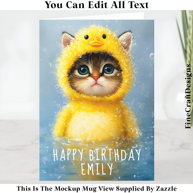 Cute Kitten Dressed As Yellow Duck DL4R Name  Card (Creator Uploaded)