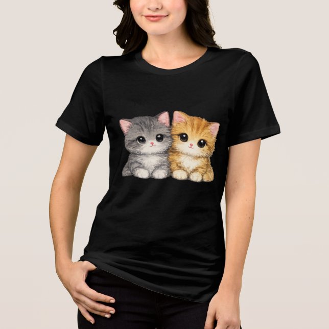Cute Kitten Duo Tri-Blend Shirt (Front)