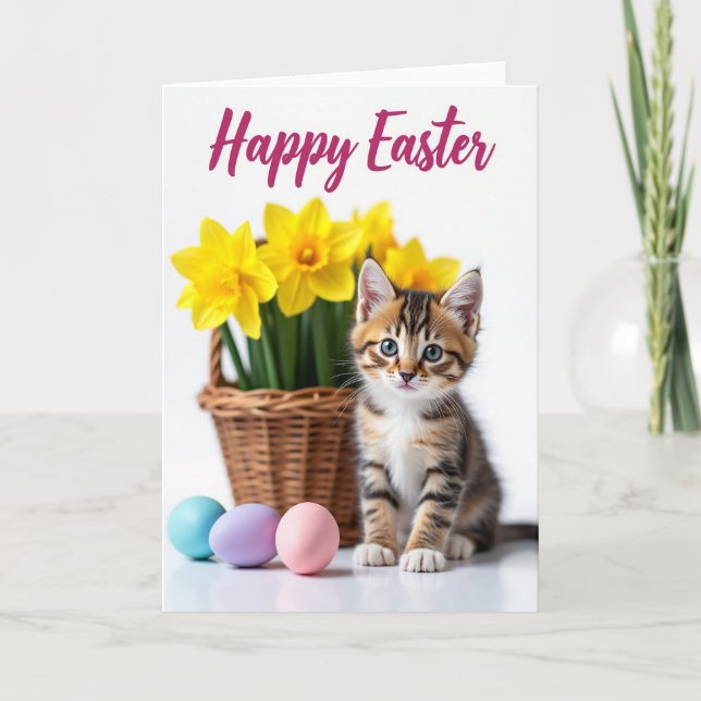 Cute Kitten Easter Card (Front)