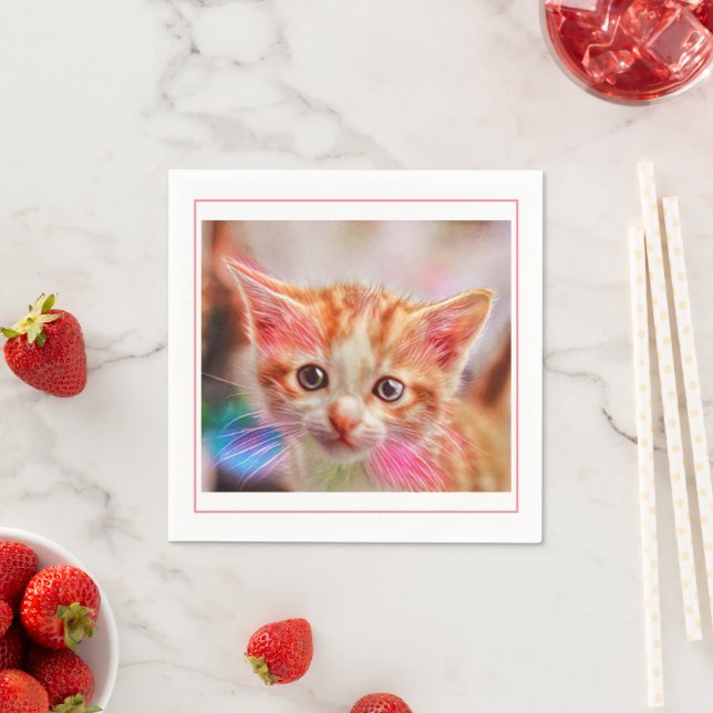 Cute Kitten Face Ginger Cat Napkins (Insitu)