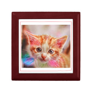 Cute Kitten Face Ginger Cat Sketch Gift Box