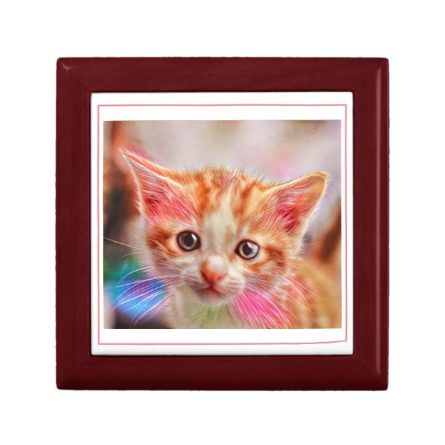 Cute Kitten Face Ginger Cat Sketch Gift Box (Front)