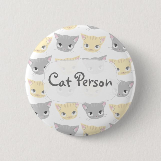 Cute Kitten Face Pattern Button (Front)