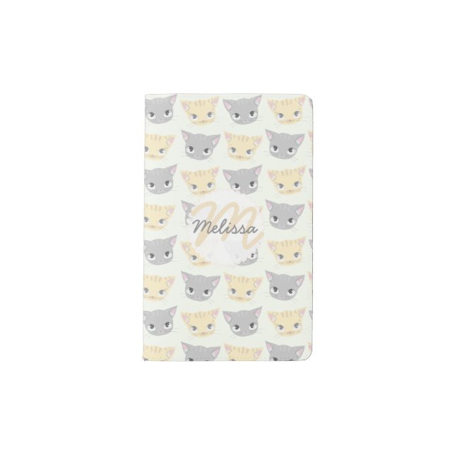 Cute Kitten Face Pattern Pocket Moleskine Notebook (Front)