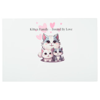 Cute Kitten Family Bound By Love Adorable Cat Metal Print