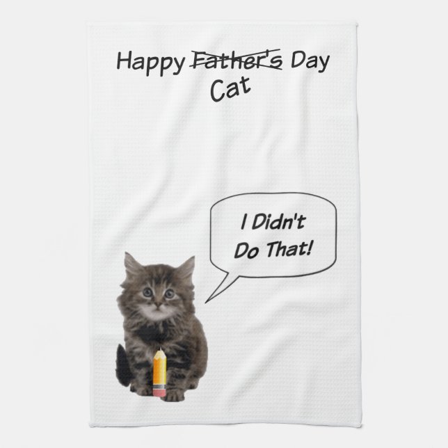 Cute Kitten Father's Day Kitchen Towel (Vertical)