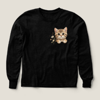 Cute Kitten Floral Pocket Design – Adorable Cat Lo Tri-Blend Shirts
