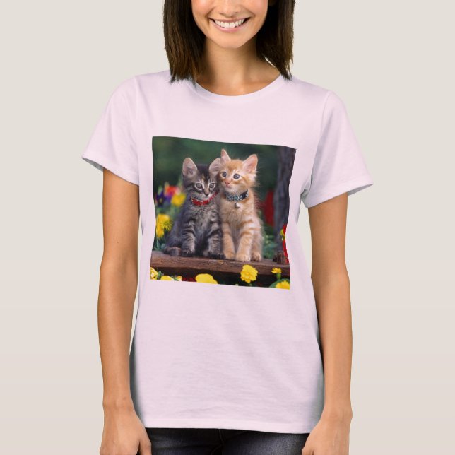 Cute-Kitten flower t shirt (Front)