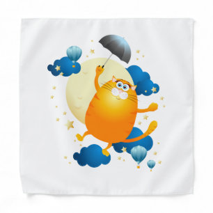 Cute Kitten Flying with Umbrella Bandana