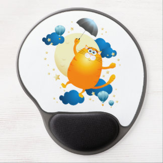 Cute Kitten Flying with Umbrella Gel Mouse Pad