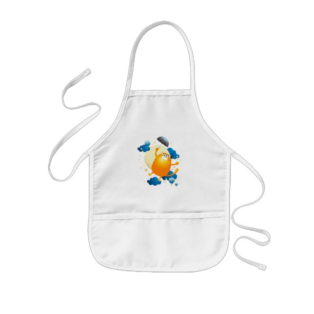 Cute Kitten Flying with Umbrella Kids' Apron (Front)