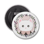 Cute Kitten Framed by Flowers Bottle Opener